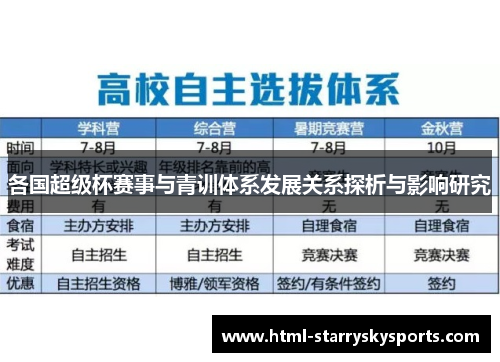 各国超级杯赛事与青训体系发展关系探析与影响研究