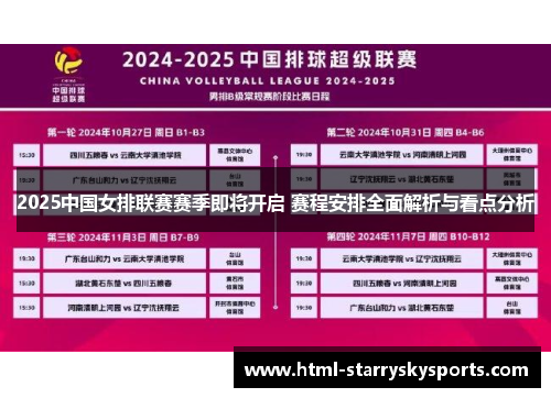 2025中国女排联赛赛季即将开启 赛程安排全面解析与看点分析