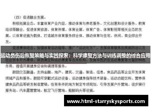 运动员伤后恢复策略与实践探索：科学康复方法与训练调整的综合应用